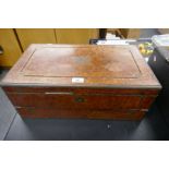 A Victorian campaign burr walnut desk slope with inscription, presented by signal staff HMS Centurio