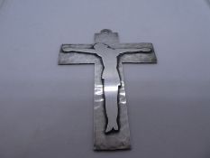 Jean Despres, a large silver Crucifix pendant by Jean Despres, with plainished ground and overlaid r
