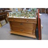 A late 19th century, French oak washstand having marble top, 99cm