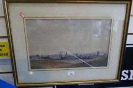 An antique watercolour of figures, in landscape, unsigned