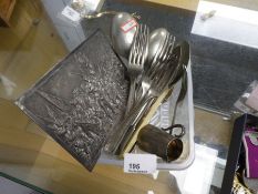 Small collection plated cutlery, plaque, etc