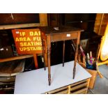 Small carved occasional table and school bank of trays