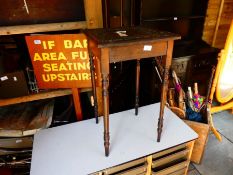 Small carved occasional table and school bank of trays