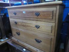 Waxed pine chest of 3 long drawers