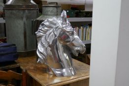 Polished aluminium horse head