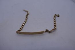 9ct yellow gold identity bracelet, with no inscription, 3g, marked 375