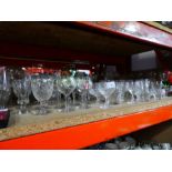 Large selection of lead crystal mostly comprising drinking vessels for sherry, port, etc