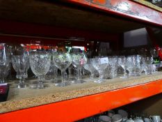 Large selection of lead crystal mostly comprising drinking vessels for sherry, port, etc