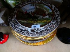 A selection of vintage china and plates, including a Masons Stoneware jug, Beswick horses, etc