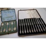 A cased set of twelve silver handled knives AF Sheffield Frank Cobb and Co Ltd 1938 possibly, a set
