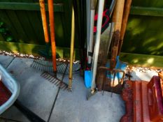 Selection of long handled garden tools