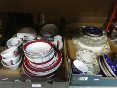 Two boxes of china dinner and tea ware to include Royal Worcester, Spode and Wedgwood