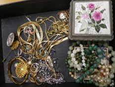 Collection of plated jewellery, hardstone necklaces, pearls, etc