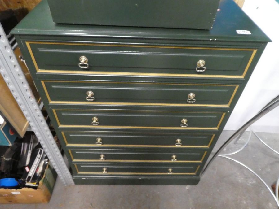 Green and gold colour chest of 6 drawers and a matching bedside cabinet - Image 5 of 6