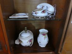 Royal Albert Old Country Roses telephone, lamp, vase, picture frame