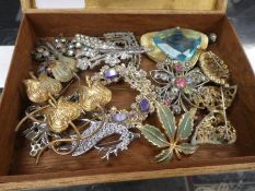 Vintage box containing dress brooches