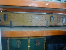 2 Wooden and iron bound rectangular storage trunks