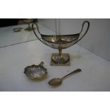 A Silver German half reeded and beaded two handled dish on a square base Strube and Sohn, also with