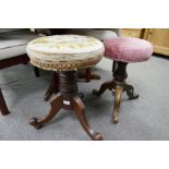 A Victorian mahogany revolving piano stool and one other