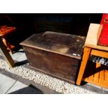 Large wooden iron bound trunk