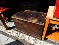 Large wooden iron bound trunk