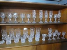 Large quantity of cut crystal and other drinking glasses, decanters, jugs etc