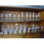 Large quantity of cut crystal and other drinking glasses, decanters, jugs etc