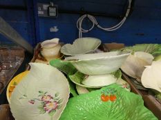 Three boxes of green leaf Carlton ware and Beswick, to include serving platters, dishes, jugs, etc