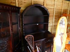 Arched back dresser with door and cupboards and matching glazed corner cupboard