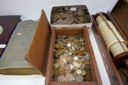 Two boxes of mainly 20th century copper coinage