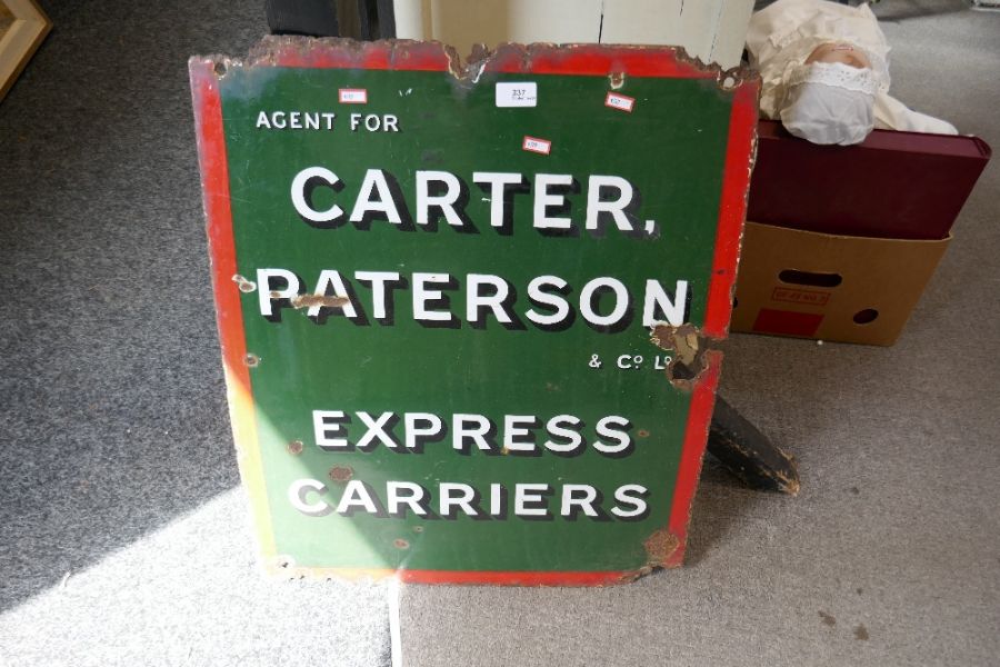 An old enamel sign for Carter, Paterson and Co Express Carriers, 54.5cm - Image 3 of 4