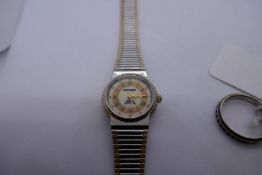 Vintage 9ct yellow gold Lanco wristwatch, silver ring and stainless Seiko wristwatch