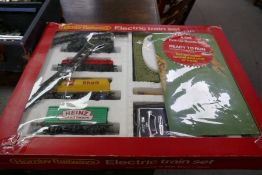 Four OO gauge boxed train sets to include Hornby good set, Hornby high speed set and 2 x Tri-ang exa