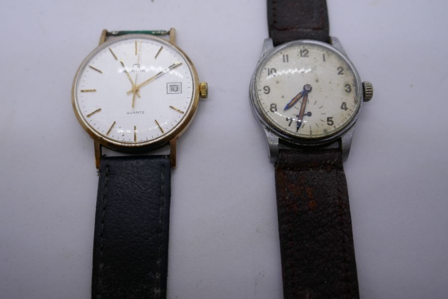 Two vintage gents wristwatches, one with 9ct gold back only, and silver butterfly brooch - Image 3 of 5