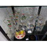 A selection of vintage babycham glasses, etc