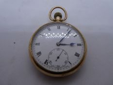 9ct yellow gold Dennison pocket watch, case marked 375, Dennison Watch Case Co Ltd., with white enam