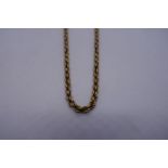 9ct yellow gold rope twist design necklace, marked 375, 48cm, 7.2g