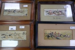 Three old Stevengraphs of horseracing and one other similar