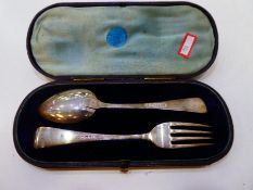 A nice high quality Victorian cased silver spoon and fork hallmarked Exeter 1880 Josiah Williams and