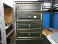 Green and gold colour chest of 6 drawers and a matching bedside cabinet