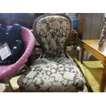 Victorian mahogany framed nursing chair with tapestry button back and seat