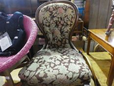 Victorian mahogany framed nursing chair with tapestry button back and seat