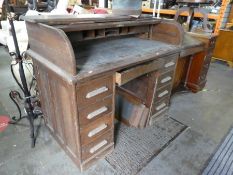 Vintage oak roll top desk