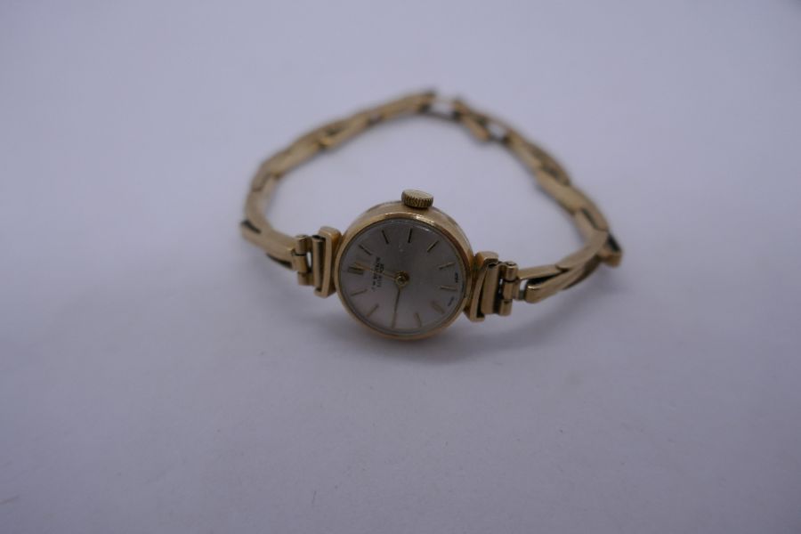 Vintage J W Benson 9ct yellow gold wristwatch on 9ct expanding strap, winds, minor surface scratchin - Image 4 of 4