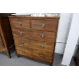 A Georgian mahogany chest having 2 short and 3 long drawers - 92cm