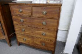 A Georgian mahogany chest having 2 short and 3 long drawers - 92cm