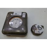 An Edwardian silver frame case holder with a large pocket watch/desk watch hallmarked London 1902 Wi