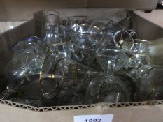 Three boxes of glasses to include tumblers, wine, beer, etc