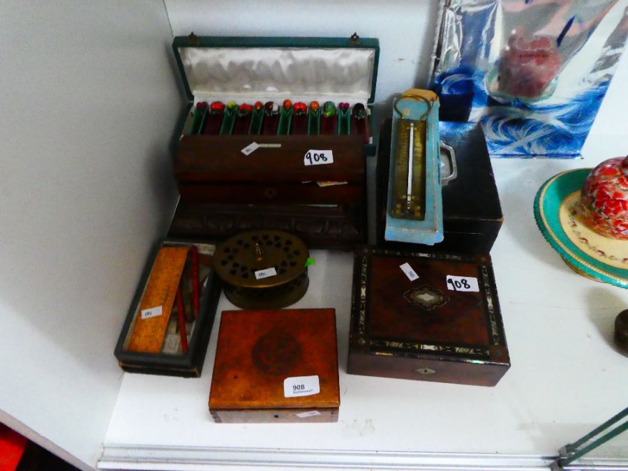 A selection of various boxes, wooden inlaid, leather bound, etc - Image 4 of 6
