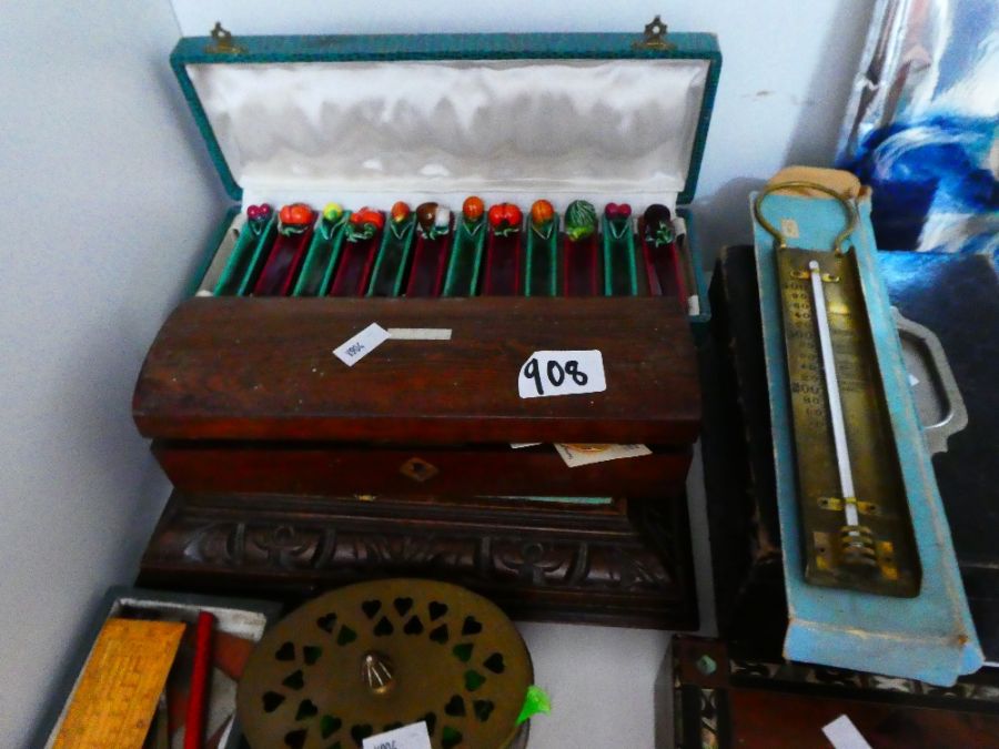 A selection of various boxes, wooden inlaid, leather bound, etc - Image 5 of 6